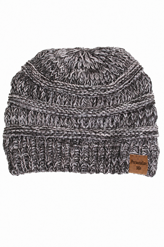 Black and White Four Tone Thread Mix Color Cable Beanie Winter Hat: 031