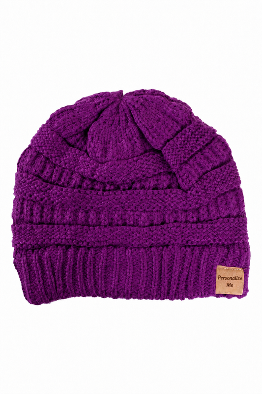 Dark Purple Cable Knit Classic Beanie Winter Hat