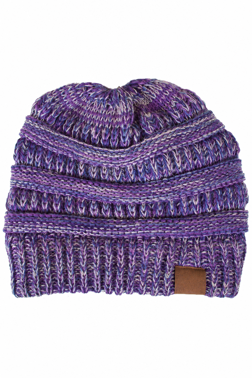 Purple Four Tone Thread Mix Color Cable Beanie Winter Hat