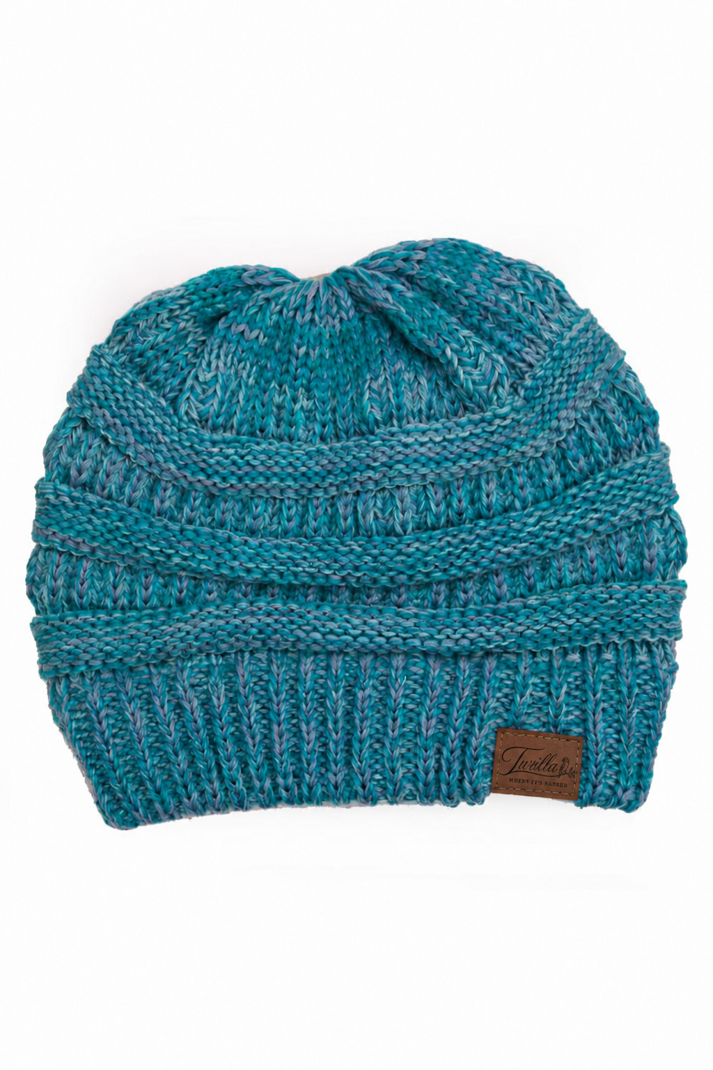 Teal Four Tone Thread Mix Color Cable Beanie Winter Hat